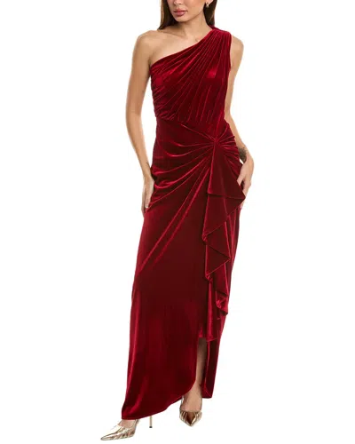 TADASHI SHOJI VELVET ONE-SHOULDER GOWN