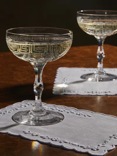 TAF FIRENZE FIORELLINI HAND-EMBROIDERED LINEN COCKTAIL NAPKINS (SET OF 6)