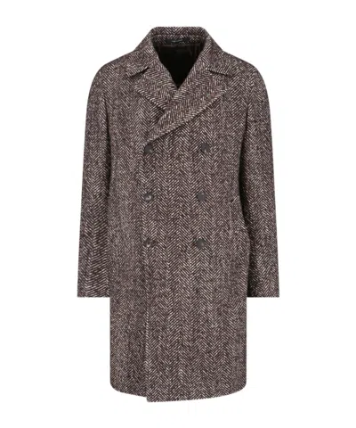 TAGLIATORE TAGLIATORE HERRINGBONE DOUBLE-BREASTED COAT