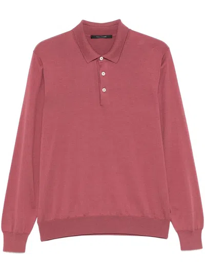 TAGLIATORE FINE-KNIT POLO SHIRT