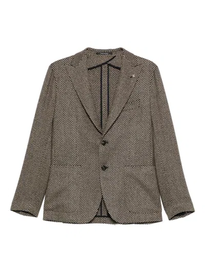 TAGLIATORE HERRINGBONE SINGLE-BREASTED BLAZER