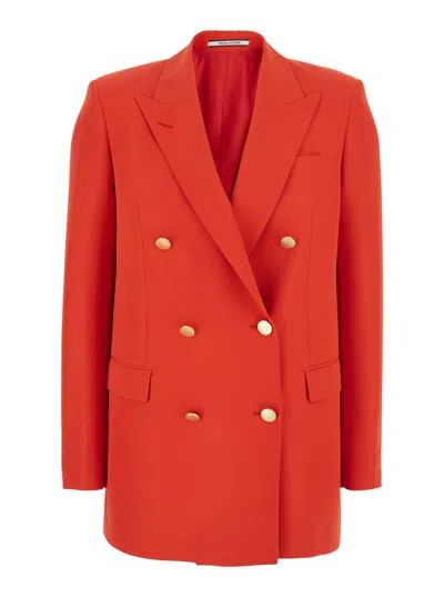 TAGLIATORE RED DOUBLE-BREASTED JACKET WITH CLASSIC LAPELS IN TECH FABRIC WOMAN