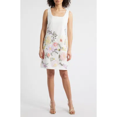 TAHARI ASL TAHARI ASL EMBROIDERED TRAPEZE DRESS