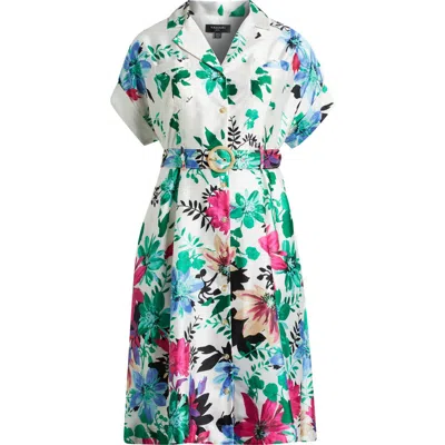 TAHARI ASL TAHARI ASL FLORAL MIDI SHIRTDRESS
