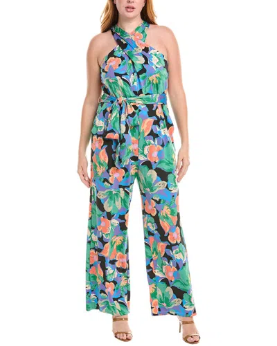 TAHARI ASL PLUS CRISSCROSS HALTER JUMPSUIT
