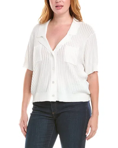 TAHARI ASL PLUS POINTELLE STRIPE KNIT SHIRT