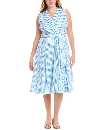 TAHARI ASL PLUS TIE WAIST MIDI DRESS