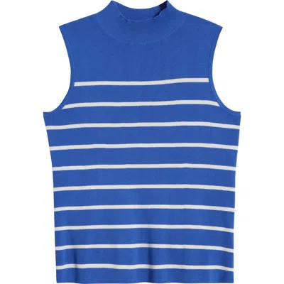 TAHARI ASL TAHARI ASL STRIPE SLEEVELESS MOCK NECK SWEATER