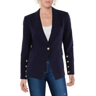 TAHARI ASL WOMENS KNIT TEXTURED ONE-BUTTON BLAZER