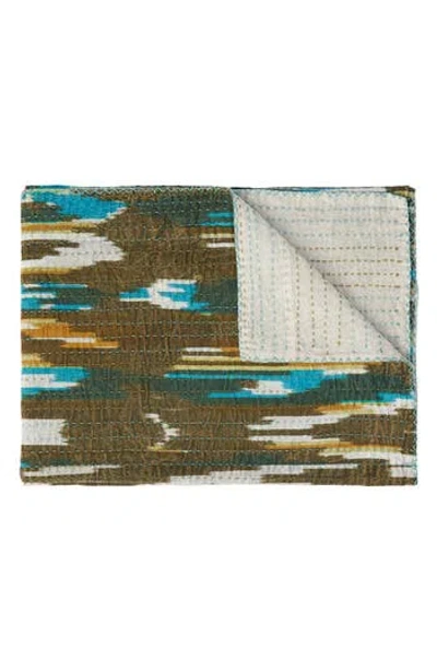 TAJ HOTEL TAJ HOTEL VINTAGE COTTON KANTHA THROW BLANKET