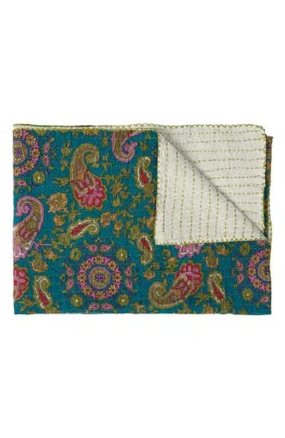 TAJ HOTEL TAJ HOTEL VINTAGE COTTON KANTHA THROW BLANKET