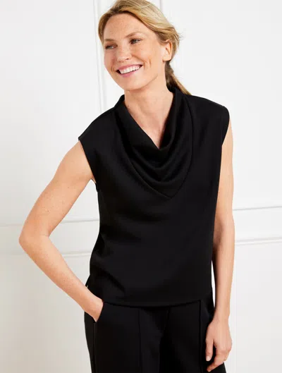 TALBOTS PETITE - AIRKNIT STRETCH COWL-NECK SLEEVELESS TANK TOP - BLACK - XL TALBOTS