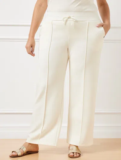 TALBOTS PETITE - AIRKNIT STRETCH WIDE LEG PANTS - IVORY - LARGE TALBOTS