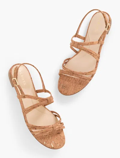TALBOTS ARIA STRAPPY CORK SANDALS - NATURAL/GOLD - 11M TALBOTS