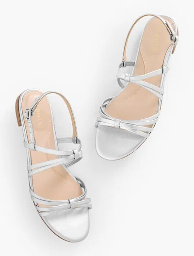 TALBOTS ARIA STRAPPY NAPPA METALLIC SANDALS - SILVER - 9M TALBOTS