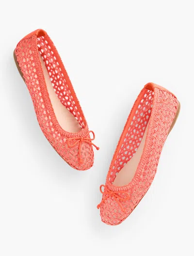 TALBOTS BLAINE SOFT SOLE LOOPY WOVEN BALLET FLATS - HOT CORAL - 10M TALBOTS