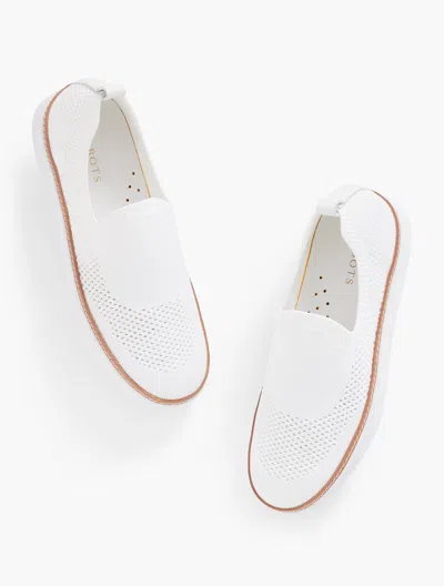 TALBOTS BRITTANY SLIP ON KNIT SNEAKERS - WHITE - 10M - 100% COTTON TALBOTS