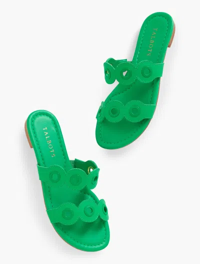TALBOTS CAMY EYELET NAPPA SLIDES - VINYARD GREEN - 11M TALBOTS