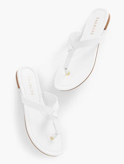 TALBOTS CAMY KNOT SOFT PATENT FLIP FLOPS - WHITE - 11M TALBOTS