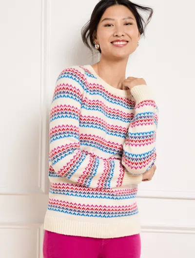 TALBOTS PLUS PETITE - CREWNECK SWEATER - WAVE JACQUARD - IVORY - 3X TALBOTS