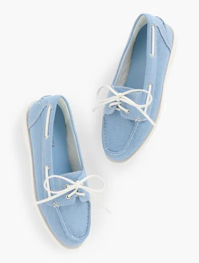 TALBOTS FINELY CHAMBRAY BOAT SHOES - LIGHT - 11M - 100% COTTON TALBOTS