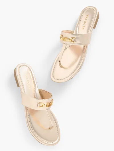 TALBOTS GIA BAMBOO METALLIC THONG SANDALS - GOLD - 10M TALBOTS
