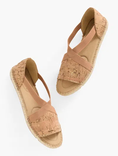 TALBOTS ILYSSA ELASTIC CORK ESPADRILLE FLATS - NATURAL/GOLD - 10 1/2 M TALBOTS