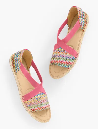 TALBOTS ILYSSA ELASTIC STRAW ESPADRILLE FLATS - CAMELLIA ROSE - 10 1/2 M TALBOTS