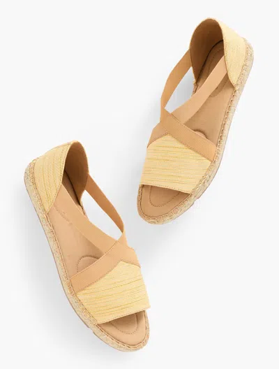 TALBOTS ILYSSA ELASTIC STRAW ESPADRILLE FLATS - CORN SILK - 10M TALBOTS