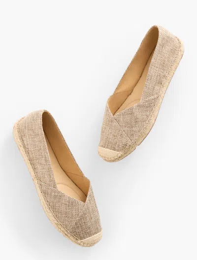 TALBOTS IZZY ASYMMETRIC ESPADRILLE FLATS - NATURAL - 10 1/2 M TALBOTS