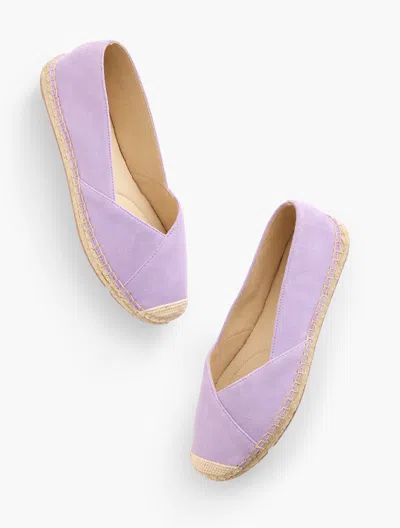 TALBOTS IZZY ASYMMETRIC SUEDE ESPADRILLE FLATS - SPRING LILAC - 11M TALBOTS