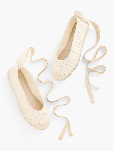 TALBOTS IZZY CROCHET ESPADRILLE FLATS - IVORY - 11M TALBOTS