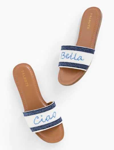 TALBOTS KAIA BEADED SLIDES - LAKESIDE BLUE - 11M TALBOTS