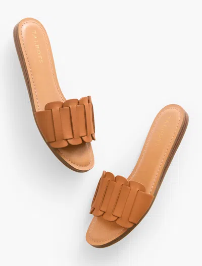 TALBOTS KAIA VACHETTA DEMI WEDGE SLIDES - HAVANA TAN - 10 1/2 M TALBOTS