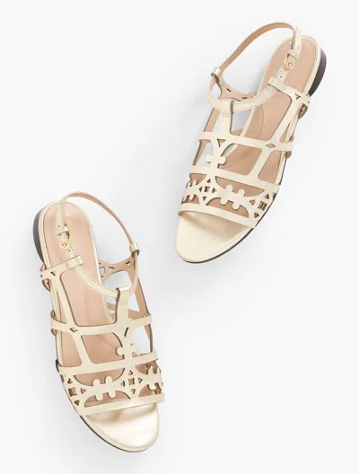 TALBOTS KALI LASER CUT VACHETTA METALLIC SANDALS - GOLD - 10 1/2 M TALBOTS