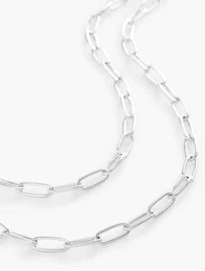 TALBOTS LAYERED PAPERCLIP LINK NECKLACE - SHINY SILVER - 001 TALBOTS