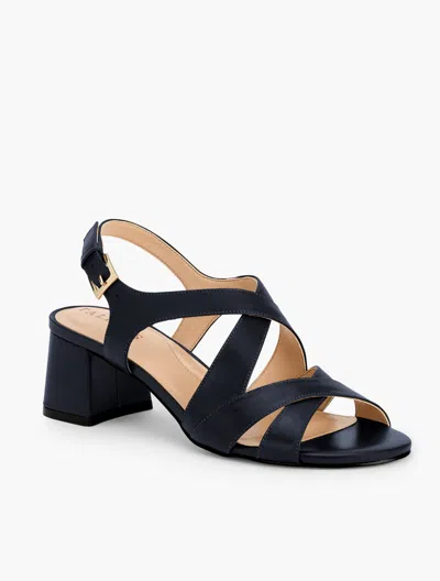 TALBOTS MILLIE STRAPS NAPPA BLOCK HEEL SANDALS - BLUE - 10M TALBOTS
