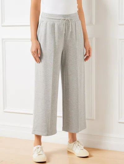 TALBOTS MISSES - AIRKNIT STRETCH WIDE CROP PANTS - GREY SKY HEATHER - LARGE TALBOTS