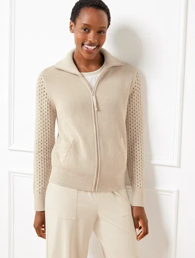 TALBOTS MISSES - COOLMAXÂ® TRAVEL SWEATER JACKET - OAT - XL TALBOTS