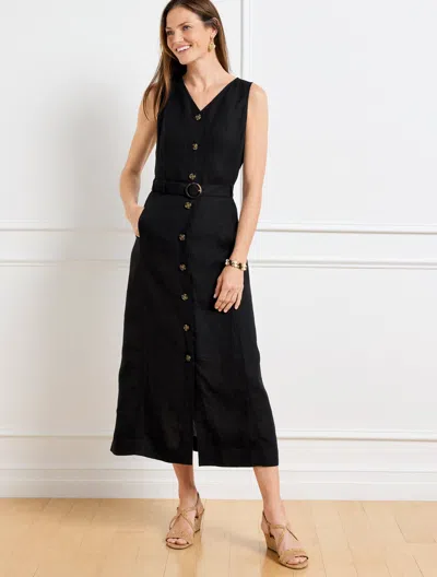 TALBOTS MISSES - SLEEVELESS LINEN SHIRTDRESS - BLACK - 10 TALBOTS