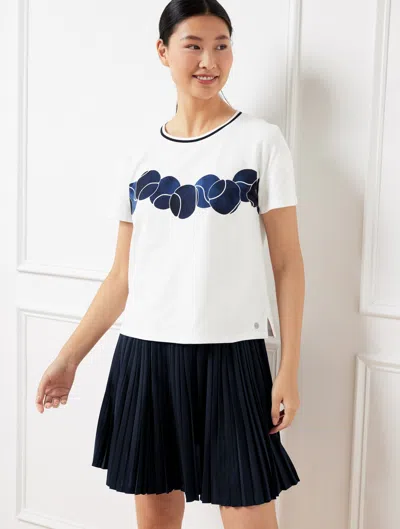 TALBOTS MISSES - PIQUÃ© OVERSIZED CREWNECK T-SHIRT - TENNIS BALL - WHITE/INK - XL TALBOTS