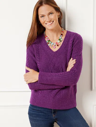 TALBOTS MISSES - WOOL BLEND CABLE KNIT SWEATER - BRILLIANT AMETHYST - SMALL TALBOTS