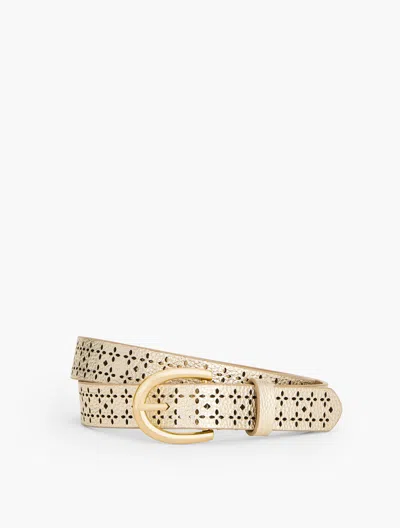TALBOTS PERFORATED PEBBLE LEATHER BELT - METALLIC - GOLD - LARGE TALBOTS