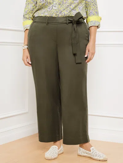 TALBOTS PLUS SIZE - BELTED WIDE ANKLE PANTS - BURNT OLIVE - 3X TALBOTS