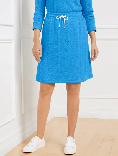 TALBOTS PETITE - CABLE JACQUARD SKIRT - LAKESIDE BLUE - LARGE TALBOTS