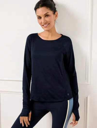 TALBOTS PETITE - COOL SLUB ACTIVE LONG SLEEVE T-SHIRT - INDIGO - XL TALBOTS