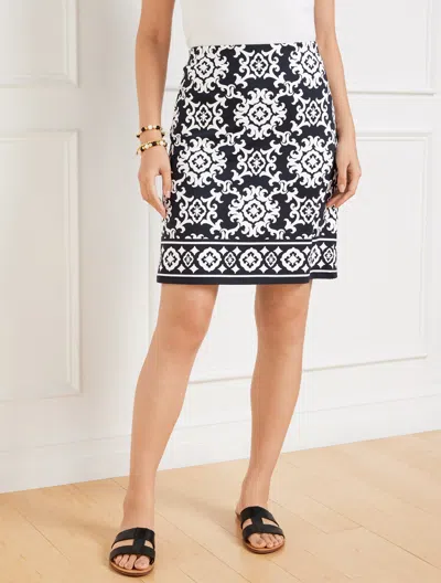 TALBOTS PETITE - EFFORTLESS JERSEY A-LINE SKIRT - CURLY MEDALLION - BLACK/WHITE - XL TALBOTS