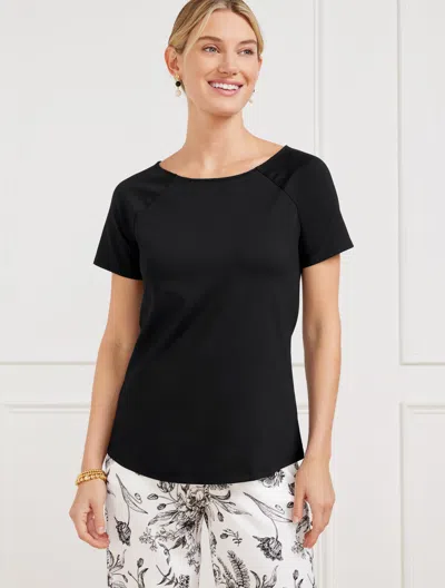 TALBOTS PLUS SIZE - EFFORTLESS JERSEY BATEAU NECK T-SHIRT - BLACK - 3X TALBOTS