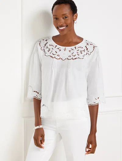 TALBOTS PETITE - EMBROIDERED TOP - WHITE - LARGE TALBOTS