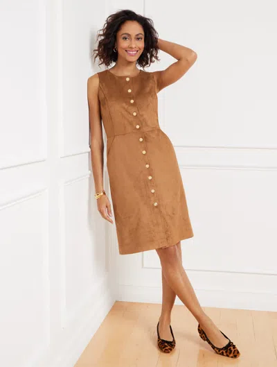 TALBOTS PETITE - FAUX SUEDE A-LINE DRESS - TOBACCO - 14 TALBOTS
